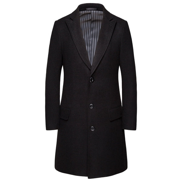 Men's Medium Length Woolen Coat