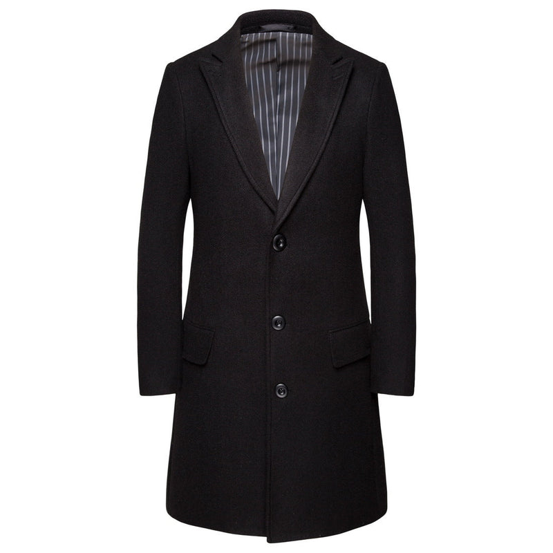 Men's Medium Length Woolen Coat