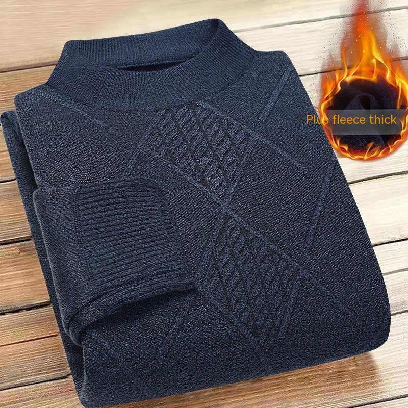 Autumn And Winter Men's Fleece-lined Sweater