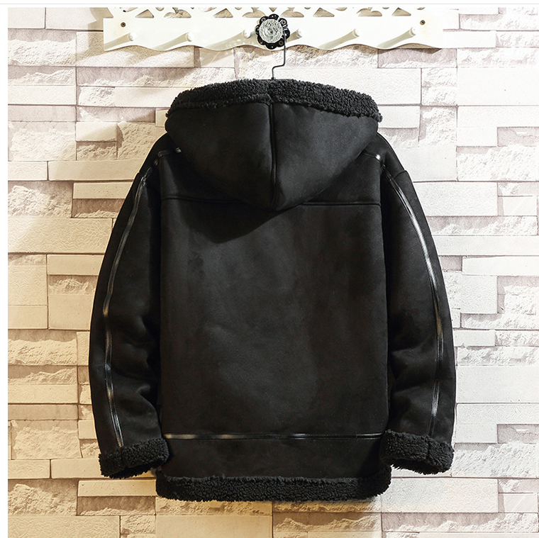 Lamb Wool Hooded Casual Men's Cotton Jacket