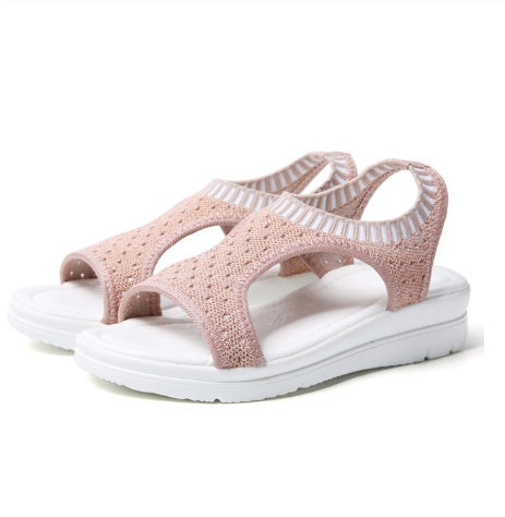 Women's thick-bottomed fishnet mesh sandals