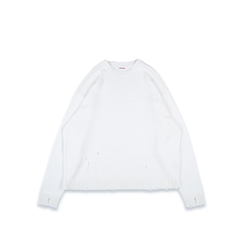 Distressed smiley face sweater