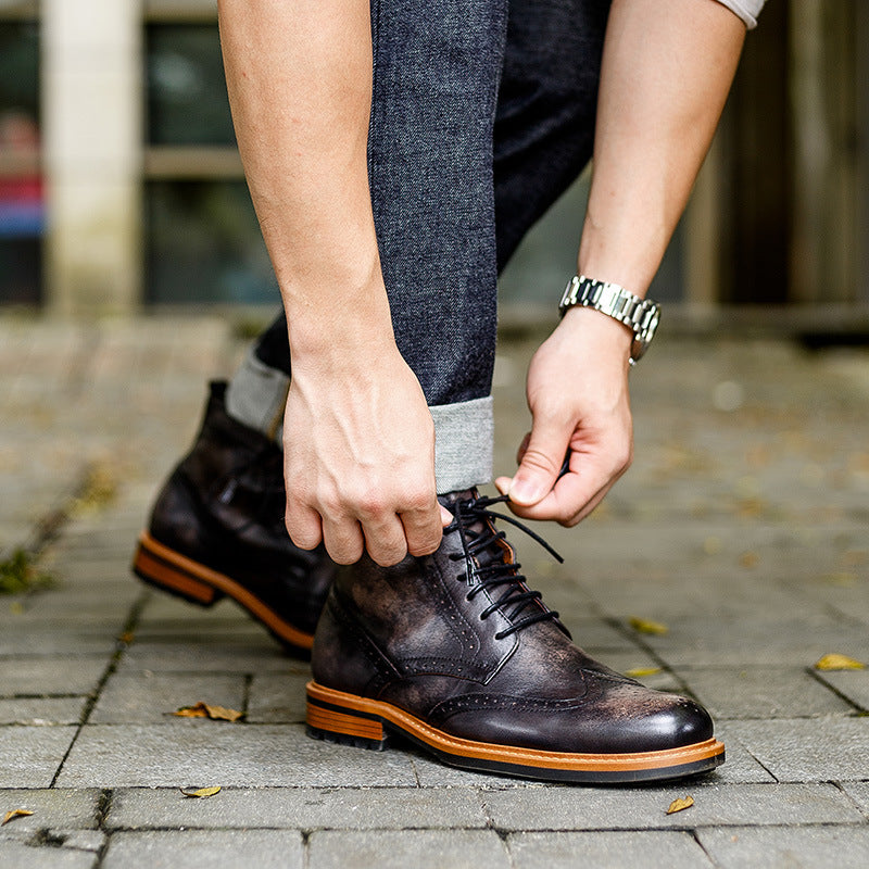 Men's Leather Round Toe Martin Boots