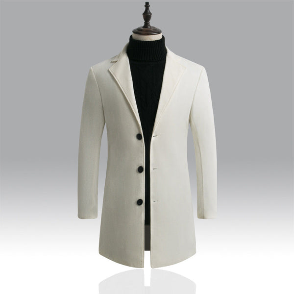 men's Korean style slim woolen trench coat