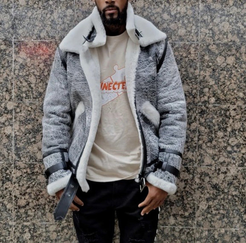 Off-white Big Fur Collar Plus Velvet Thickening jacket