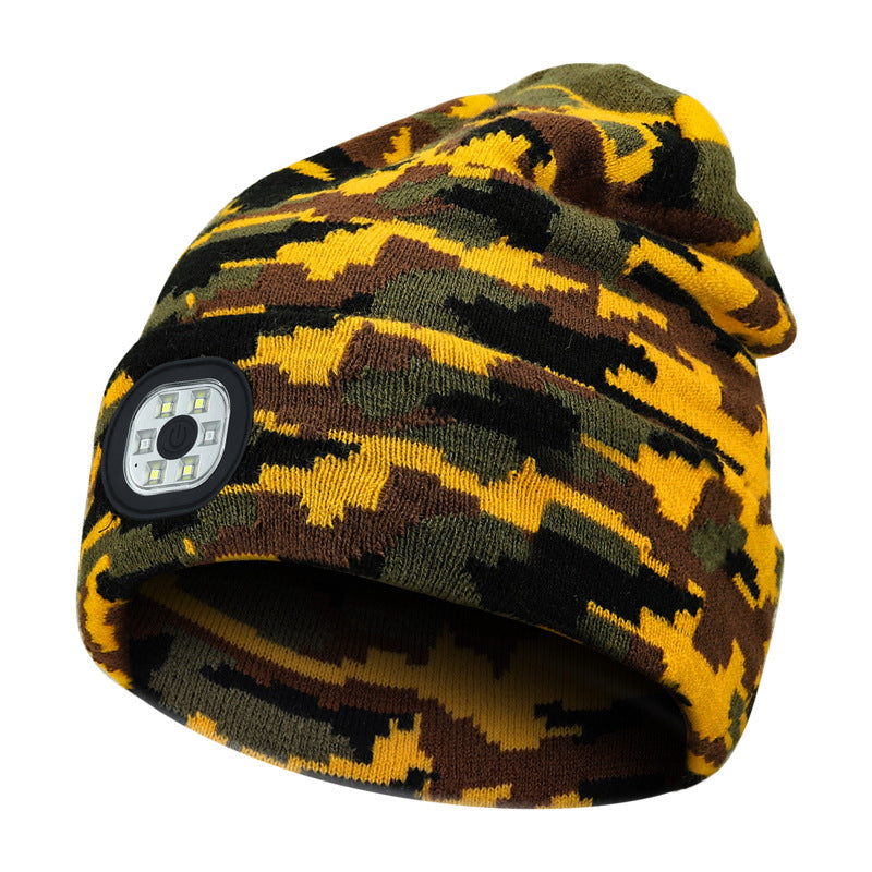 Outdoor Riding Lighting Headlights Cap Multi-color Optional Night Running LED Light Emitting Knitted Hat