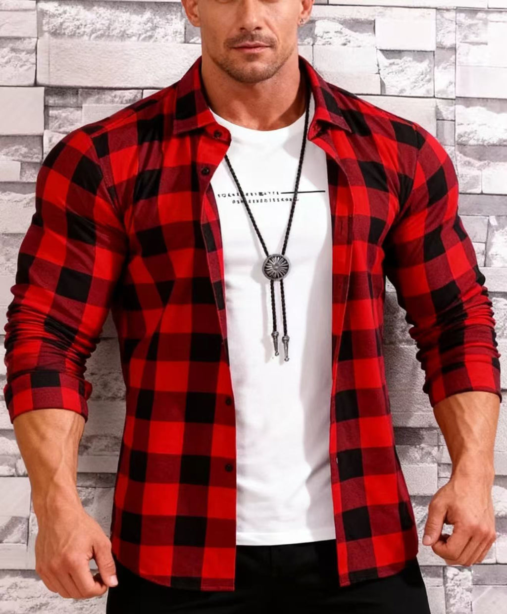 Teenage Men's Checked Long-sleeved Casual Shirt