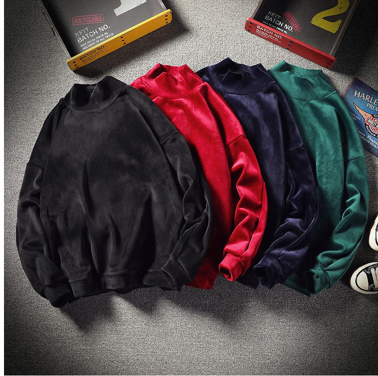 Gold Velvet Half Turtleneck Sweater men