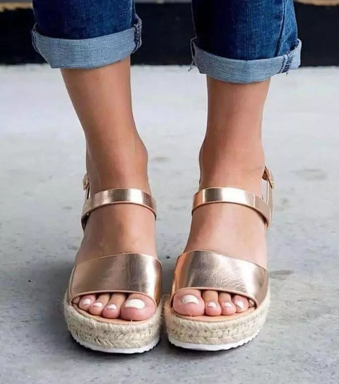 Hemp rope heel sandals