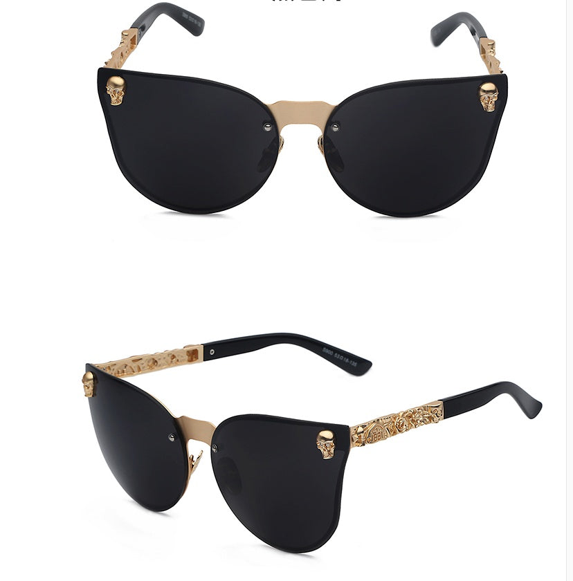 Gothic new reflective sunglasses men and women tide personality metal large box sunglasses taro decorative glasses