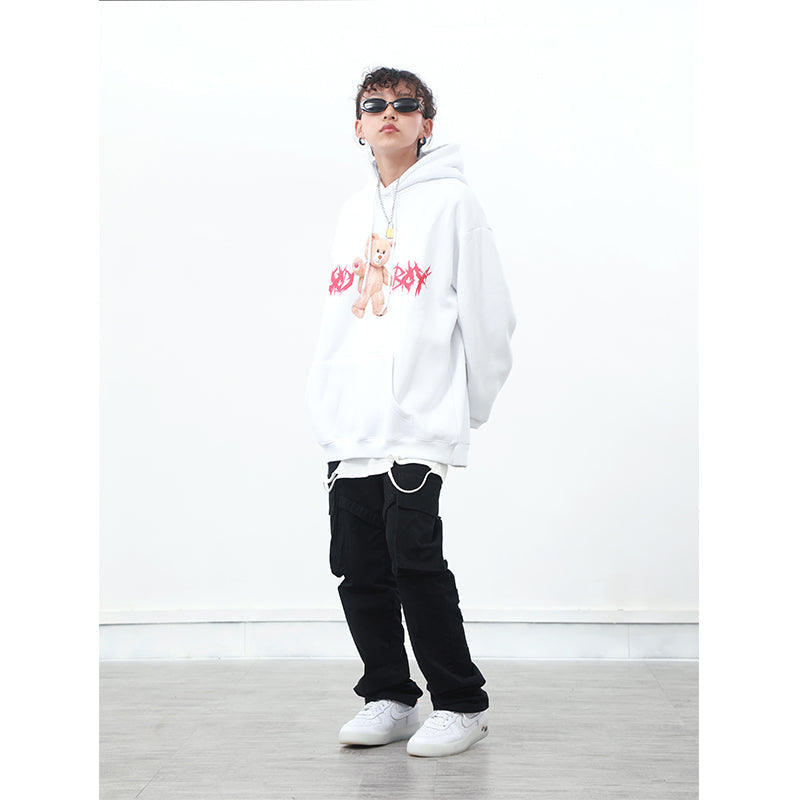 Men's hooded loose fall/winter bear sweater