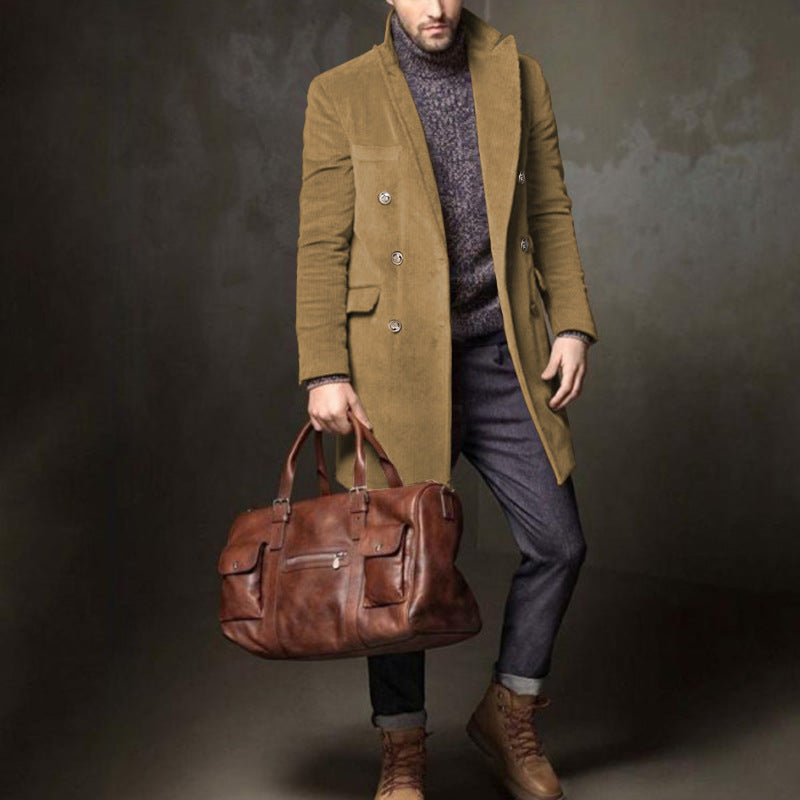 Mid-length double-breasted male youth coat men's jacket