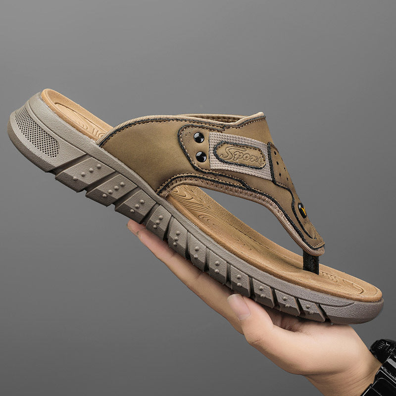 Flip Flops Men's Summer Outdoor Non-slip Wear-resistant Flip-flops Soft Bottom