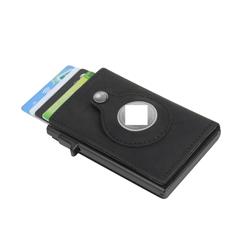Rfid Card Holder Men Black Short Purse Small Leather Slim Wallets Mini Wallets For Airtag Air Tag