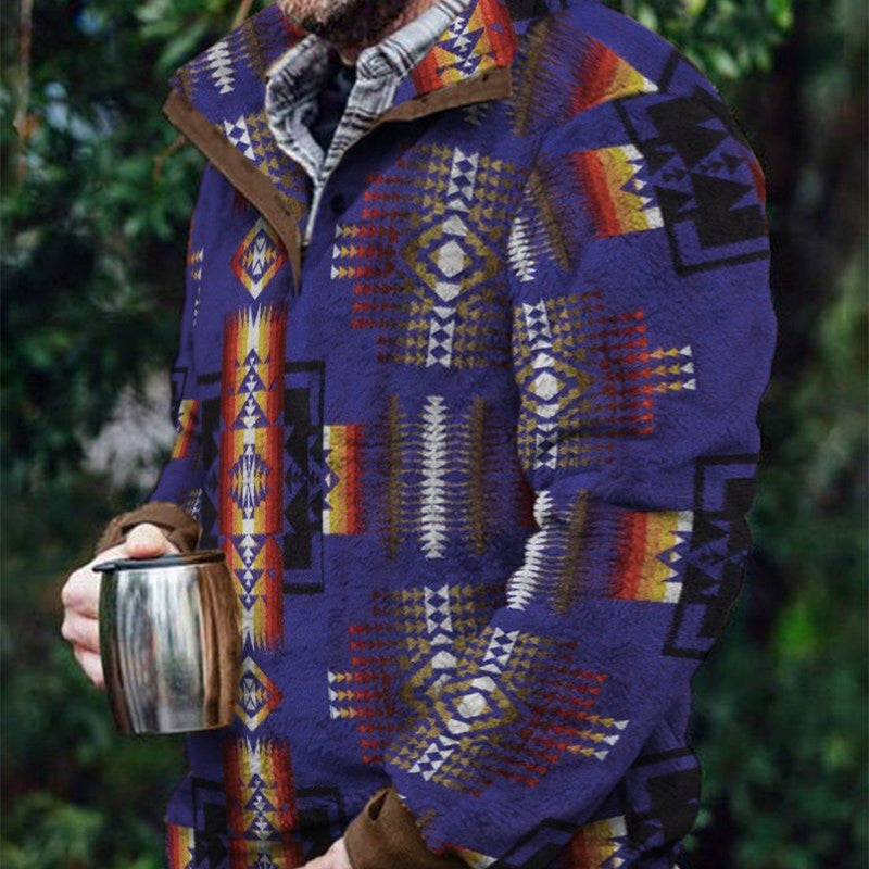 Autumn And Winter Casual Button Pocket Flannel Plush Men's Sweater