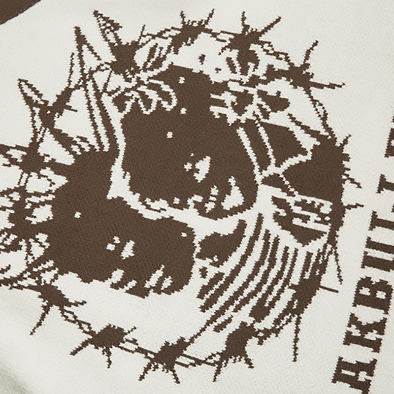 Portrait Jacquard Round Neck Sweater For Men