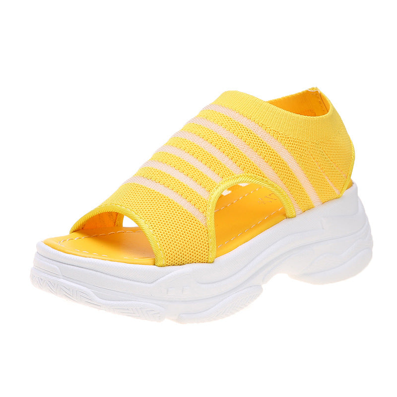 Casual Sports Sandals Women's Mesh Elastic Band Student Roman Beach Shoes