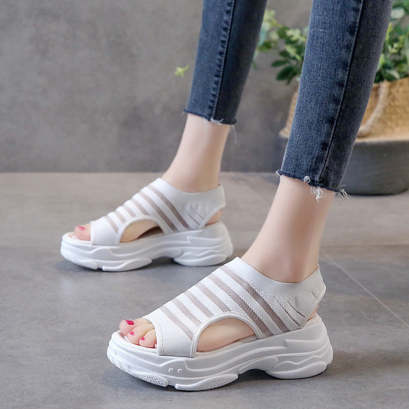 Casual Sports Sandals Women's Mesh Elastic Band Student Roman Beach Shoes
