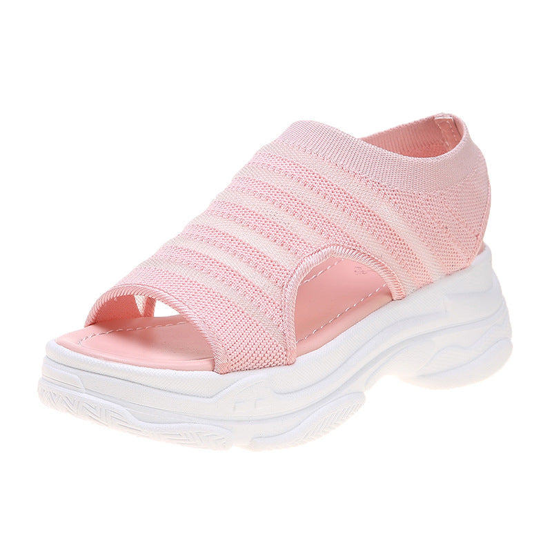 Casual Sports Sandals Women's Mesh Elastic Band Student Roman Beach Shoes