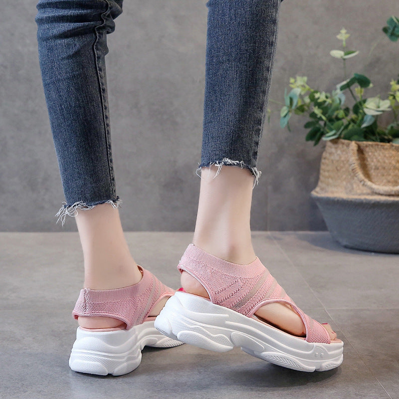 Casual Sports Sandals Women's Mesh Elastic Band Student Roman Beach Shoes