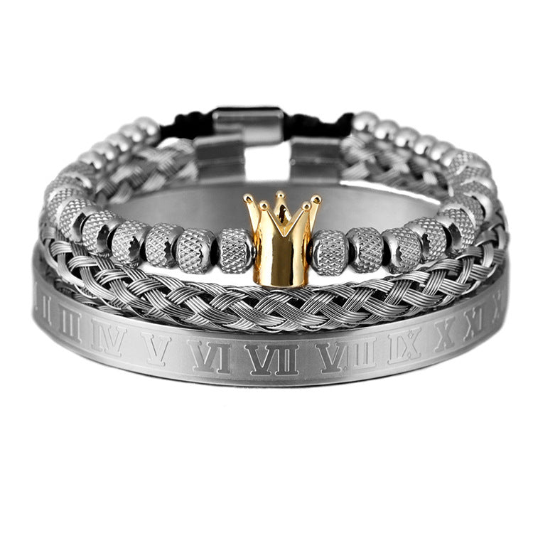 Luxury Roman Royal Crown Charm Bracelet Men