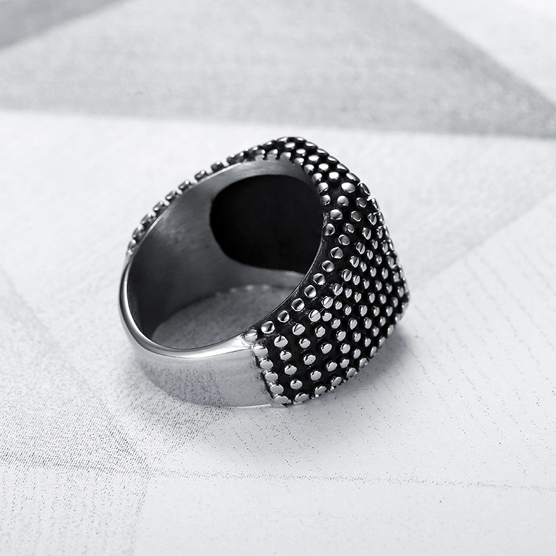 Retro Black Square Pit Ring