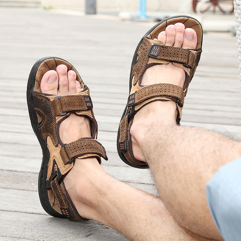 Men's Sandals Leather Beach Top Layer Leather Men's Outdoor Casual Shoes
