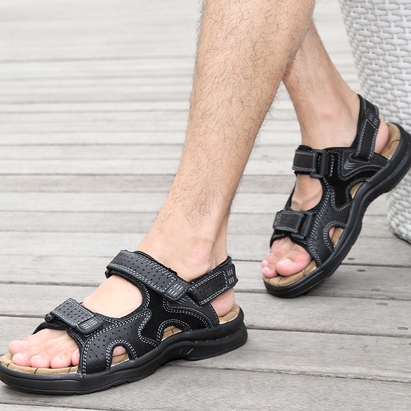 Men's Sandals Leather Beach Top Layer Leather Men's Outdoor Casual Shoes
