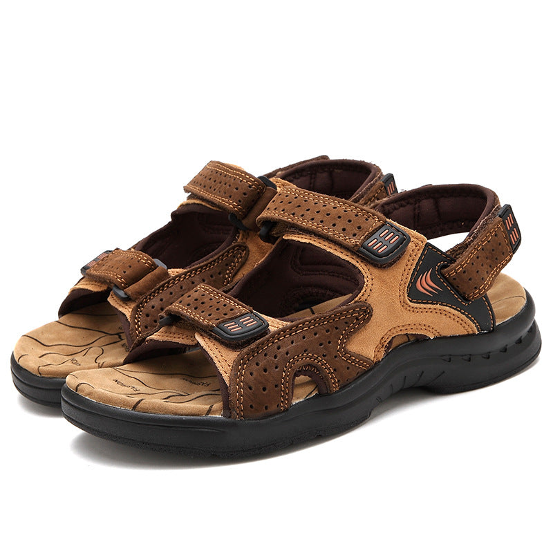 Men's Sandals Leather Beach Top Layer Leather Men's Outdoor Casual Shoes