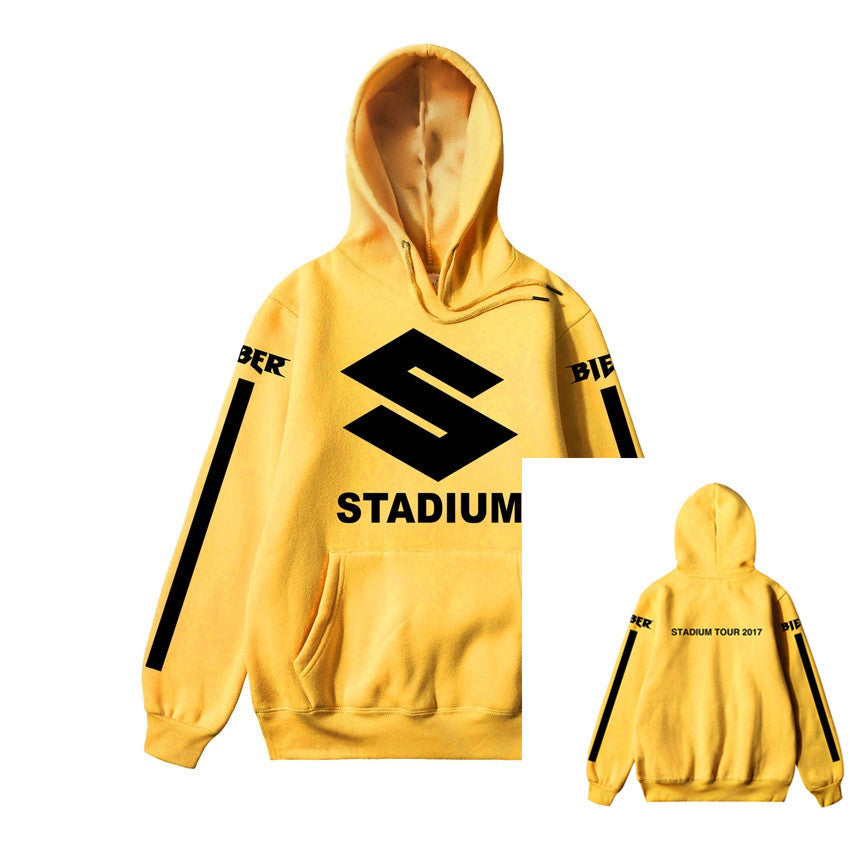 English Print Thick Yellow Pullover Hoodie