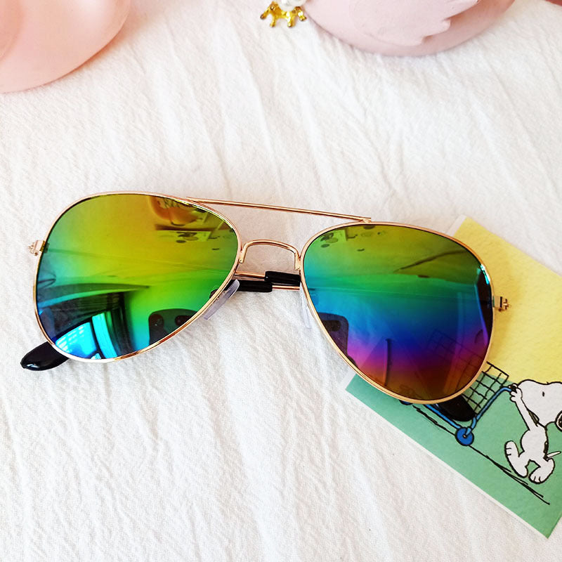 Children's Colorful Reflective Aviator Sunglasses