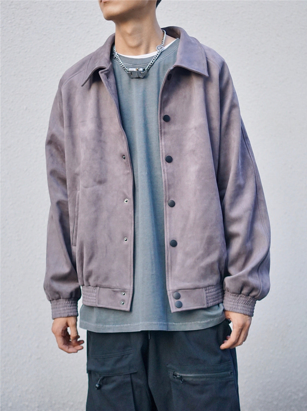 Suede Jacket Autumn and Winter Button Baseball Uniform Loose Jacket Men
