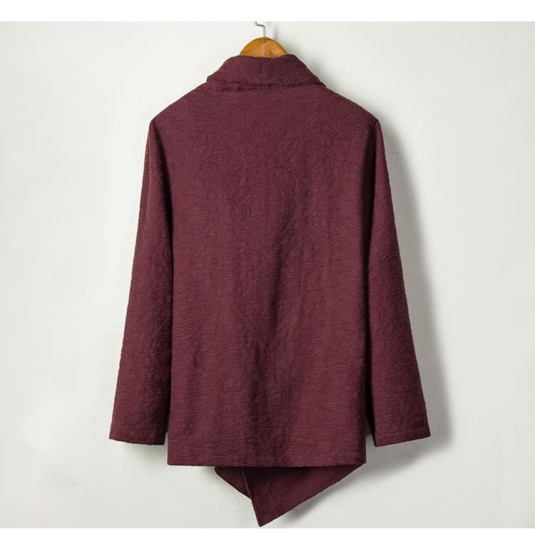 Chinese Style Cotton and Linen Men's Zen Mid-length Solid Color Personality Windbreaker Jacket