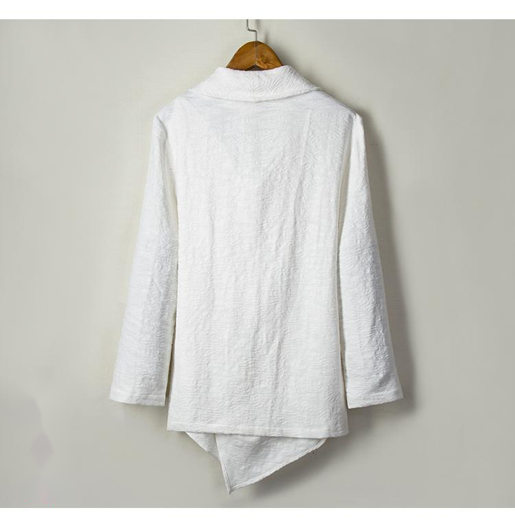 Chinese Style Cotton and Linen Men's Zen Mid-length Solid Color Personality Windbreaker Jacket