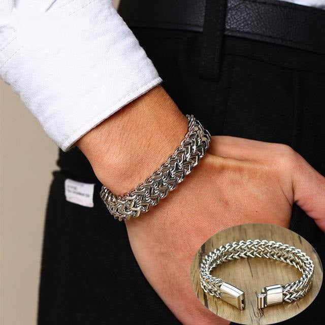 Vnox Vintage Cool Double Curb Chain Bracelet