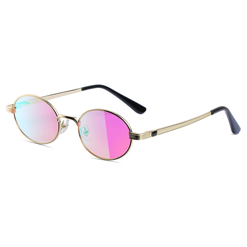 Fashion Metal Retro Colorful Round Sunglasses