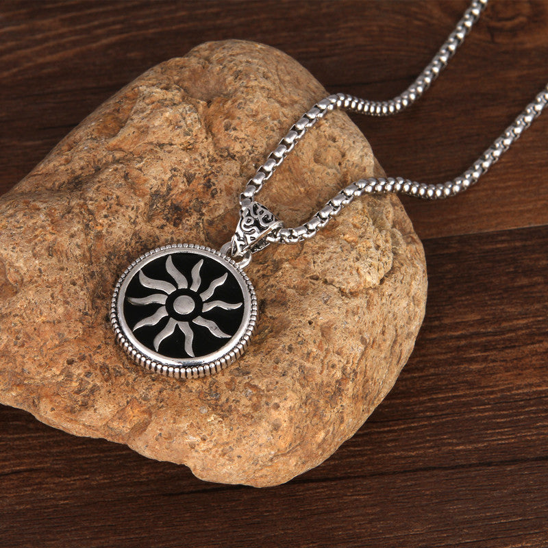 Sunflower Retro Totem Titanium Steel Chain Men's Necklace