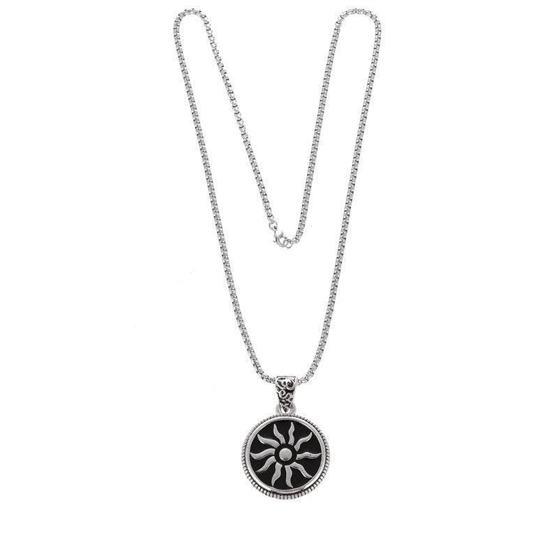 Sunflower Retro Totem Titanium Steel Chain Men's Necklace