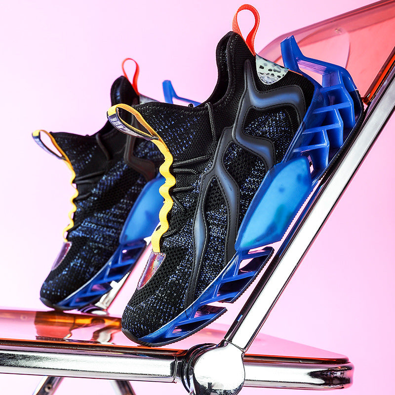 Flying Woven Breathable Mesh Thick-Soled Increased Sports Running Shoes Men