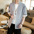 New Style Cotton And Linen Jacket Five Point Sleeve Men