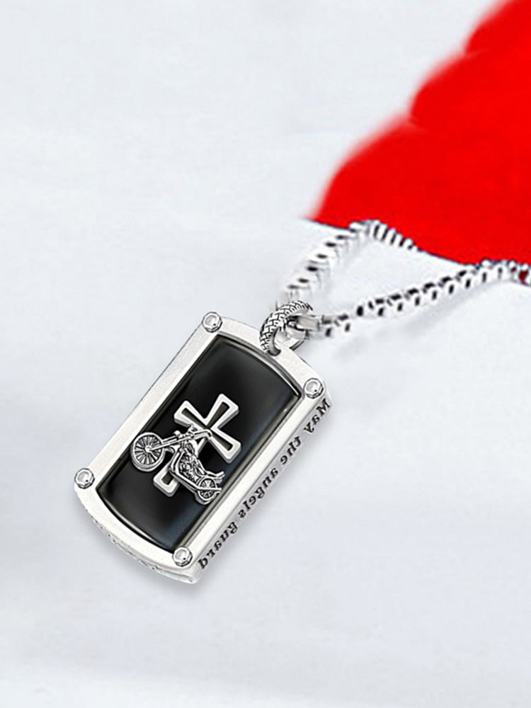 Punk Hip Hop Pendant Necklace Motorcycle Cross Pendant Necklace