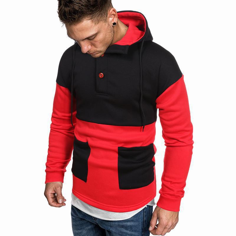 Casual Color Block Hoodie Pullover Men's Sweater