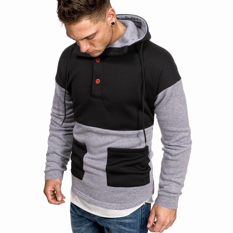 Casual Color Block Hoodie Pullover Men's Sweater
