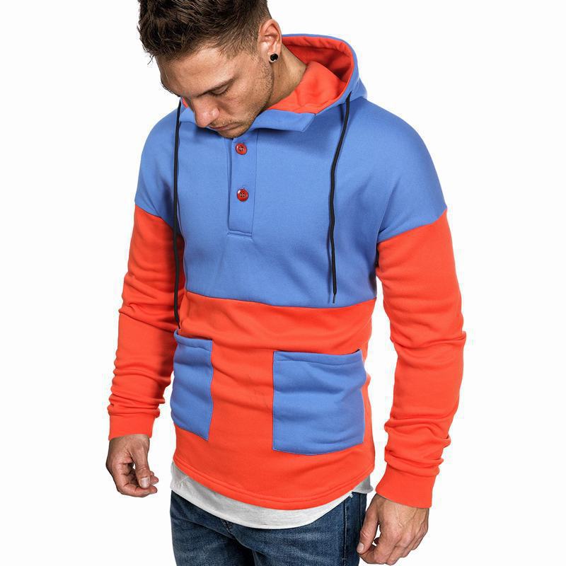 Casual Color Block Hoodie Pullover Men's Sweater