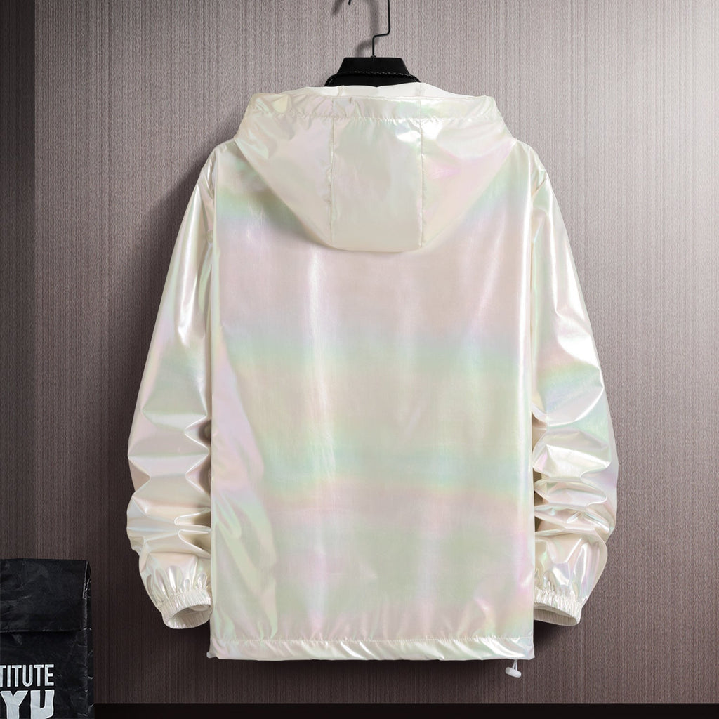 New Men's Shiny Sunscreen Hooded Jacket