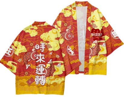 Wind Festive Robe Men'S National Tide Cardigan Kimono Three-Quarter Sleeves Wind festive robe men's national tide cardigan kimono three-quarter sleeves