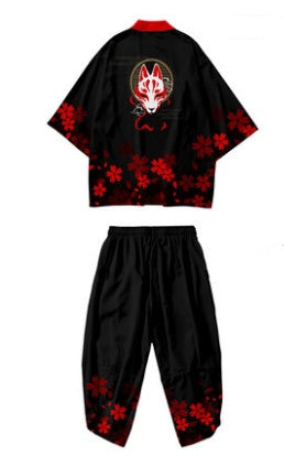 Wind Festive Robe Men'S National Tide Cardigan Kimono Three-Quarter Sleeves Wind festive robe men's national tide cardigan kimono three-quarter sleeves