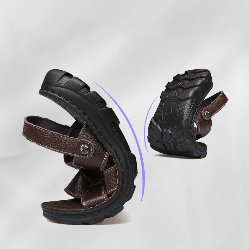 Men'S Slippers New Summer Trend Soft Sole, Old And Middle Aged Dad Wear Dual Use Beach Sandals