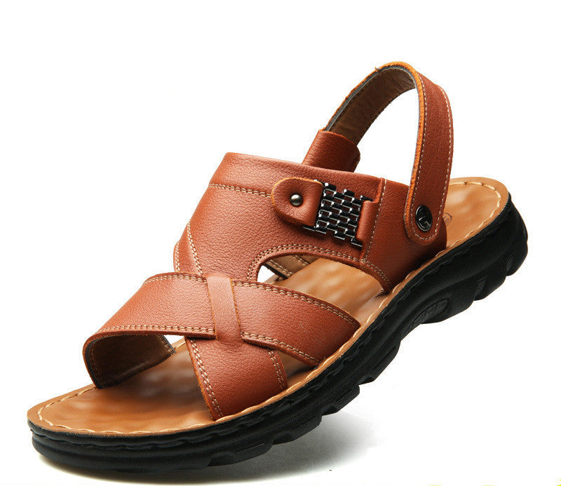 Men'S Slippers New Summer Trend Soft Sole, Old And Middle Aged Dad Wear Dual Use Beach Sandals