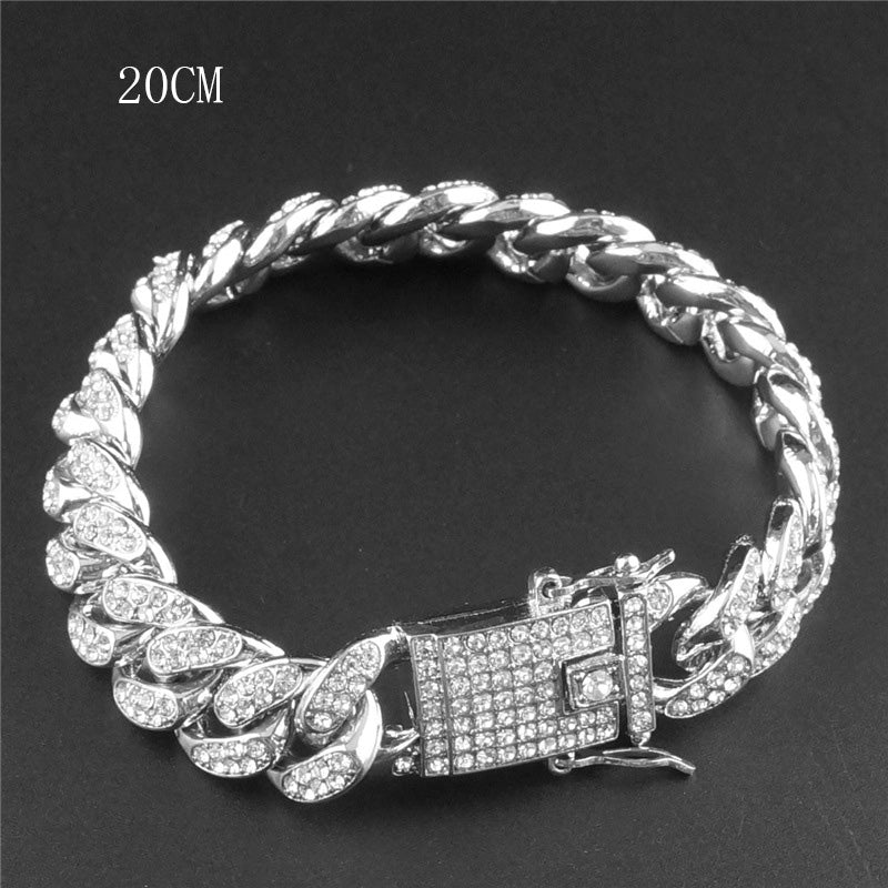 Hip-Hop Domineering Diamond Large Gold Cuban Chain Necklace